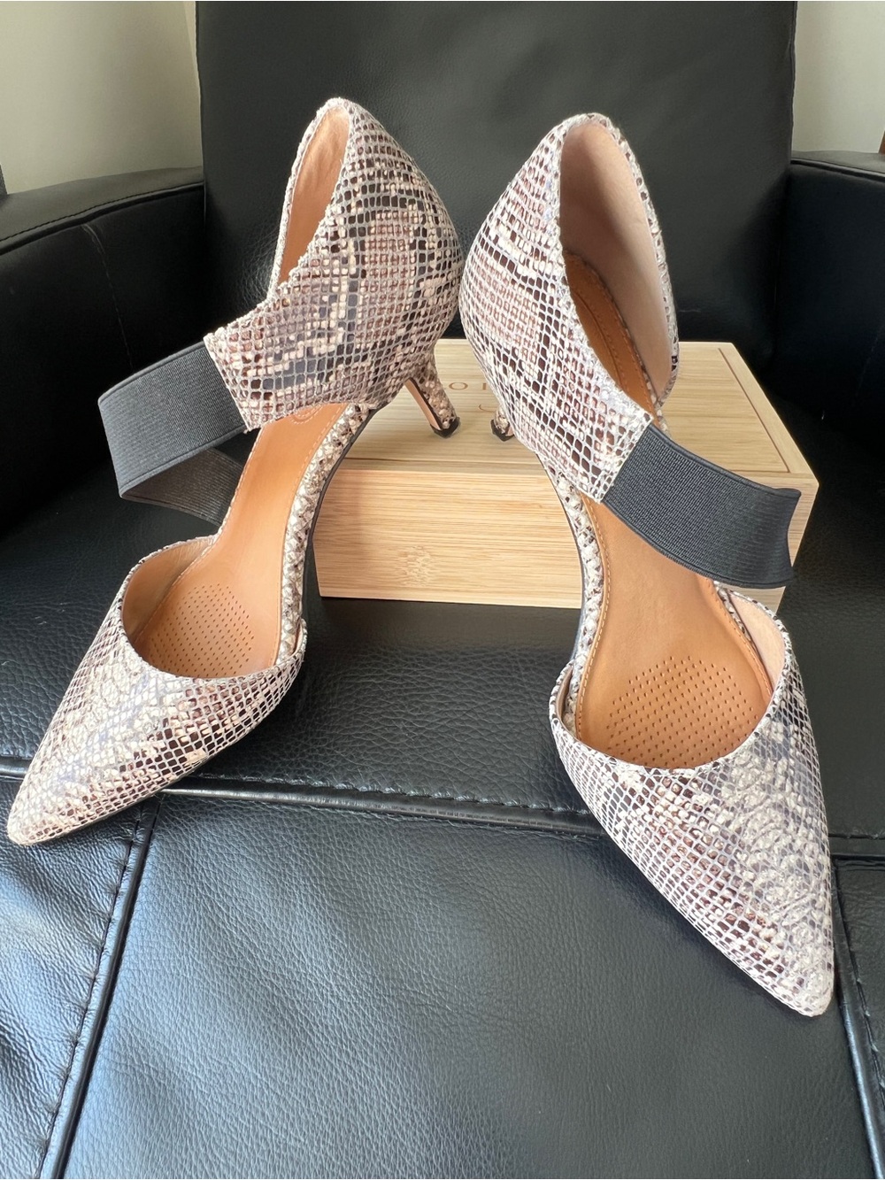 Corso Como Snake-Print D'Orsay Pumps in Taupe and Cream